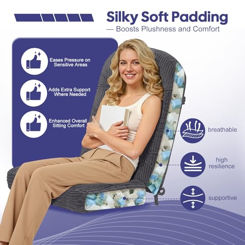 idee-home Rocking Chair Cushions Indoor, Glider Rocker Replacement Cushions - color: Grey, size: 28 X 19 X 4 In & 16 X 19 X 4 In