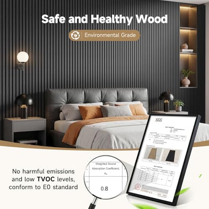 INMOZATA Soundproof Wood Slat Wall Panels, 4 Pack 94.5" x 7.9", Black - color: Matte Black, size: 94.5"x7.9”