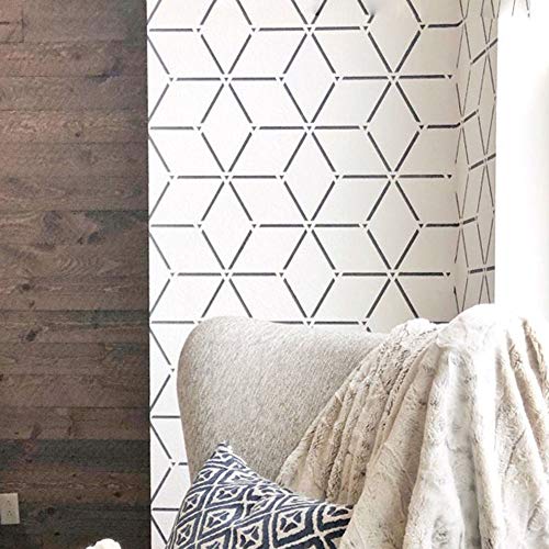 STENCILIT Rhombus Large Wall Stencil for Painting - 17x32In Stencil