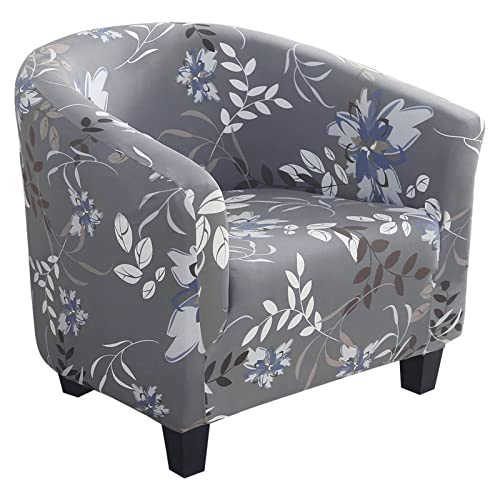 SearchI Club Chair Slipcover Stretch Barrel Chair Covers Printed Tub Chair Slipcovers Soft Spandex Armchair Sofa Cover Removable Couch Furniture Protector Arm Chair Cover for Living Room(Flower 4) - color: Flower 4