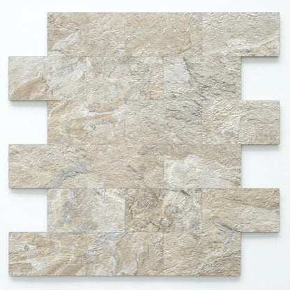 DICOFUN 1 Sheet Sandstone Peel and Stick Backsplash Wall Tiles, 12"x12" Thick PVC Subway Tile for Kitchen Backsplash - color: Gold Sandstone, size: 1 Sheet, 12"x12"x0.12"