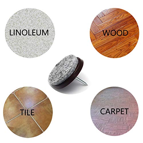 Nail on Felt Pads Furnigear Furniture Pads Nail- Floor Protectors for Furniture Legs 24Pack Chair Felt Pads for Hardwood Floors(1-1/2",Gray) - size: 1-1/2" (Round, Gray)