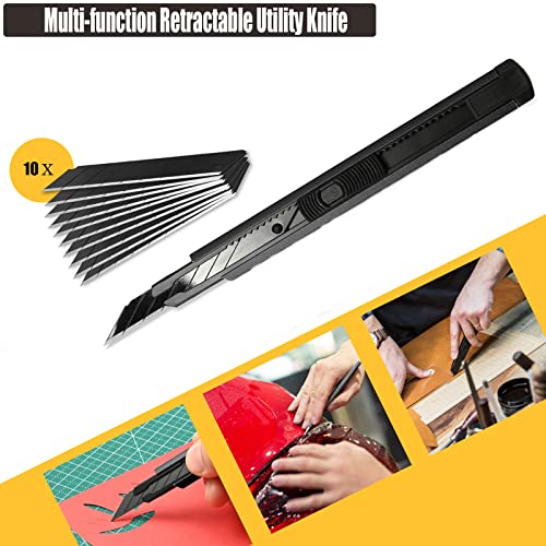 Gomake Vinyl Backing Cutter Wrapping Paper Cutter Vinyl Knife with PTFE Coating Hidden Blade, 30 Degree Snap Off Blade Lockable Utility knife Retractable Box Cutter with Extra 10pcs Replace blades - color: Backing Knife+ Utility Knife