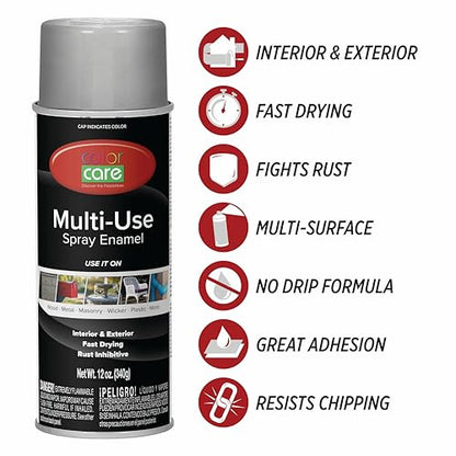 Spray Paint, 12 oz, 4-Pack (Aluminum) – All-Purpose, Indoor & Outdoor, Rust Resistant, for Wood, Metal, Plastic & Masonry - color: Aluminum