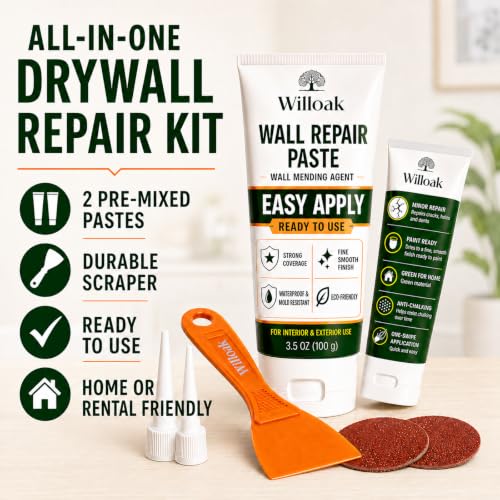 Drywall Repair Kit,Wall Spackle Repair Paste with Scraper,2 Pack Hole Repair Filler Putty,Convenient and Fast Solution