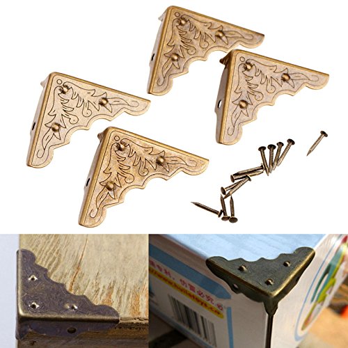 dophee 16Pcs Antique Bronze Furniture Corner Protectors, 1.26"x1.26"x0.43" - size: 16Pcs
