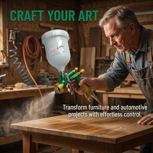 HVLP Air Spray Gun Kit 1.4mm, Professional Automotive Paint Sprayer - color: Green-golden, size: 1.4mm