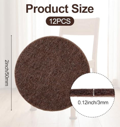 12 PCS Felt for Chair Legs, 2 Inch Adhesive Felt Pads