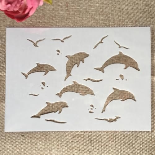 TIAMECH A4 Reusable Dolphin Roaming Stencil for Painting - style: Dolphin Roaming