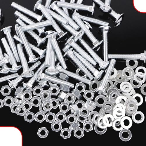 50 Pcs Bench Slats Replacement Kit - M6x35mm Galvanized Hardware Set for Metal Frame Benches - Fits 17mm-21mm Wood Slats Including Rustic Oak