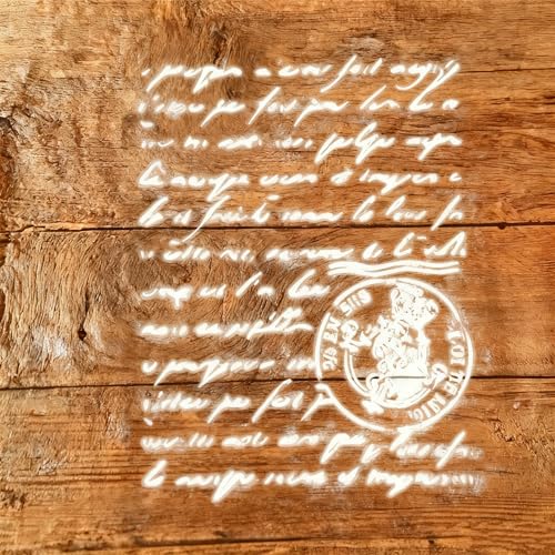 TIAMECH A4 Reusable Vintage Script Stamp Stencil for Painting - style: Script Stamp