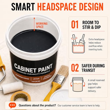 DWIL Cabinet Paint, Water Based Kitchen Cabinet Paint, Black Furniture Paint, Wood Paint, Low Odor, Fast Drying, Semi-Gloss, 32oz Black - color: Black, size: 32 Fl Oz (Pack of 1)