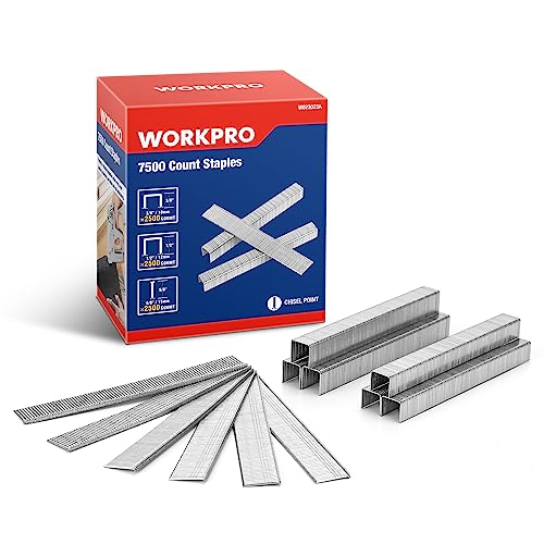 WORKPRO 7500Count Heavy Duty 1/2 3/8-In T50 Staples & 5/8-In 18G Brad Nails