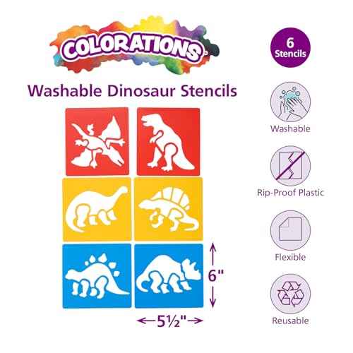 Washable Plastic Dinosaur Stencils - Set of 6 - style: Dinosaurs 6PK