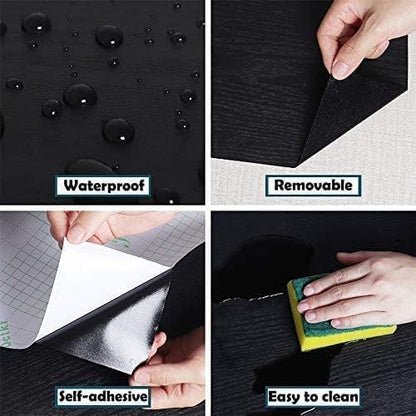 tiltil Black Wood Peel and Stick Wallpaper Wood Contact Paper 24" × 393" - size: 24" x 393"