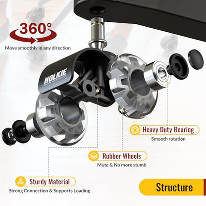 HOLKIE Office Chair Wheels 10x22mm 1KEA ONLY Casters 2 Inch Replacement, Grey Dual Rubber Smooth & Quiet Rolling Casters Wheels-Set of 5 for Hardwood Floors & Carpet Computer Gaming Desk Chair Wheels