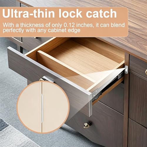 12 Pack Magnetic Cabinet Door Catch, Ultra Thin Adhesive Stainless Steel Drawer Magnets with Double Sided Tape, No Drill Easy Install for Kitchen, Closet & RV Doors Closure(White)