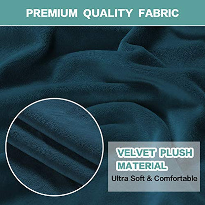 Turquoize Velvet Loveseat Covers Stretch Love Seat Couch Covers for 2 Cushion Couch Velvet Sofa Cover with Non Slip Elastic Bottom Furniture Cover Crafted from Soft Fabric (Loveseat, Deep Teal) - color: Deep Teal, size: Loveseat