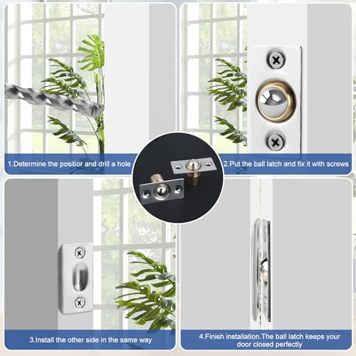 2 PCS Ball Catch for Top of Door, Closet Door Ball Catch, Latches Replacement by Fitoon, Equipped with a 0.98-inch Long Screw