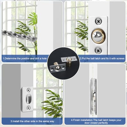 2 PCS Ball Catch for Top of Door, Closet Door Ball Catch, Latches Replacement by Fitoon, Equipped with a 0.98-inch Long Screw