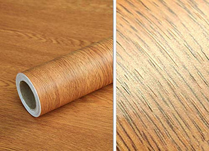 UPREDO Brown Wood Grain Adhesive Paper Wall Paper Vinyl Funitures Dresser Drawer Cabinet Sticker (15.8X197inch(16.4ft), Brown) - size: 15.8"W x 197"L