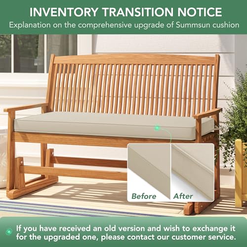 Summsun Outdoor Bench Cushion Pad, 42 x 18 x 3 Inch, Beige - color: Beige, size: 42x18x3 Inch
