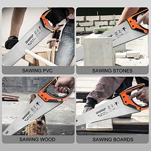 14 in Hand Saw, 11 TPI Fine-Cut Soft-Grip Hardpoint Wood Handsaw, Orange - color: Orange-14 Inch