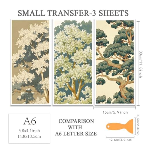 OLYCRAFT 3 Sheets Rub on Transfers 6x12 Inch Oriental Trees Furniture Transfers Self-Adhesive Waterproof Transfer Stickers Tree Rub on Decals for Wood Glass Porcelain Dressers Home Decor - style: Oriental Tree