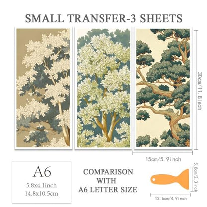 OLYCRAFT 3 Sheets Rub on Transfers 6x12 Inch Oriental Trees Furniture Transfers Self-Adhesive Waterproof Transfer Stickers Tree Rub on Decals for Wood Glass Porcelain Dressers Home Decor - style: Oriental Tree