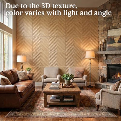 Acoustic Wall Panels, 8 Piece 23.62" X 23.62" Peel and Stick Wall Panels - color: Timber Vee Herringbone, size: 94 X 48 Inches