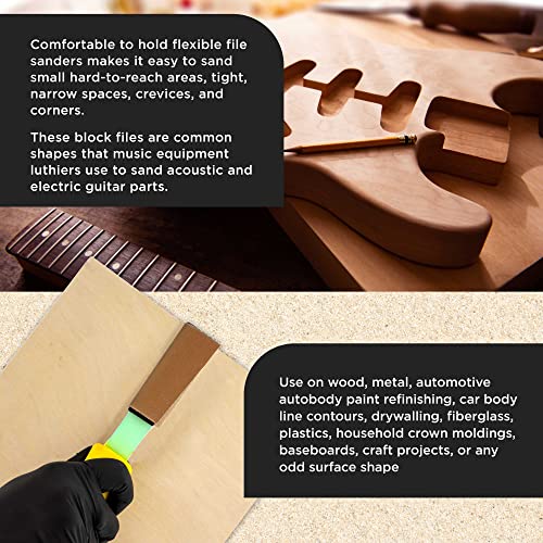Dura-Gold Set of 3 Different Contour Hand Sanding File Block Sticks with 40 - style: Flat