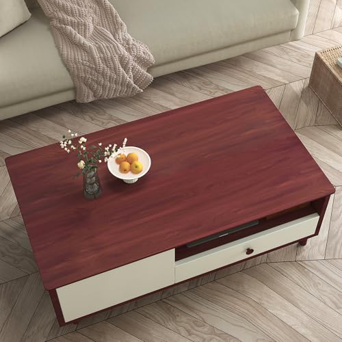 JSEVEM 16"×197" Cherry Wood Wallpaper Peel and Stick Red Brown Wood Grain Contact Paper Waterproof Mahogany Wood Wallpaper Adhesive Vinyl Wrap Furniture Stickers for Kitchen Cabinets Table Dresser - color: Red Brown, size: 16" x 197"