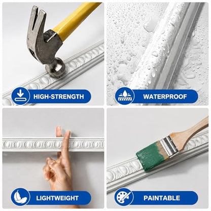 Peel and Stick Wall Molding Kit,Wainscoting Panel Accent Wall Molding Trim - color: Bead-24x54in