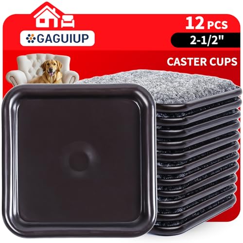 2 1/2" Square Carpet Bottom Furniture Caster Cups, Furniture Pads, 12 Pack - size: 2-1/2 Inch, 12 Pack