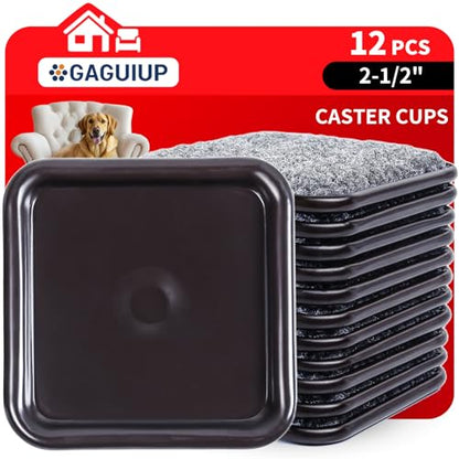 2 1/2" Square Carpet Bottom Furniture Caster Cups, Furniture Pads, 12 Pack - size: 2-1/2 Inch, 12 Pack