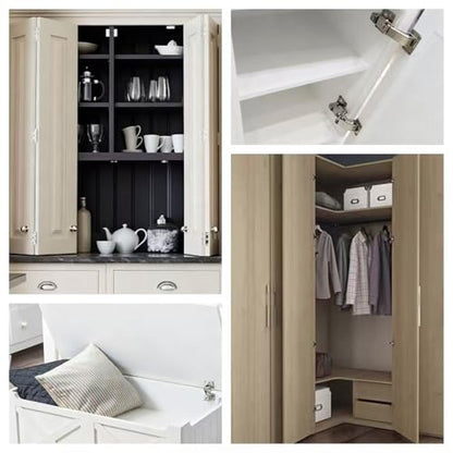 BADALU 1 Pair 175 Degree Frameless Soft Close Cabinet Hinges, Heavy Duty Hidden Hydraulic Lazy Susan Hinges Concealed for Corner Cabinet, Cupboards, Wardrobe(No Cup Grooving) - style: 175 Degree Frameless Soft Close Cabinet Hinges - 2 Pack