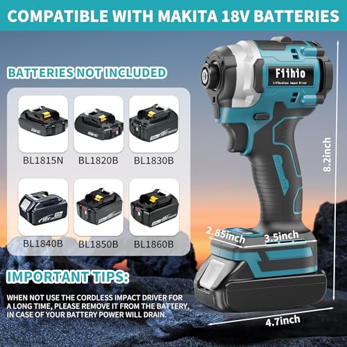 Cordless Impact Driver Compatible with Makita 18V Battery(Tool Only) - color: Blue