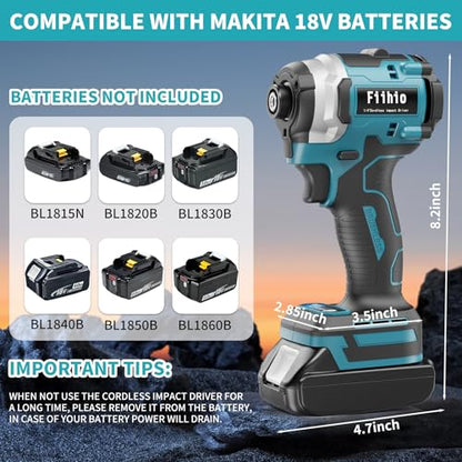 Cordless Impact Driver Compatible with Makita 18V Battery(Tool Only) - color: Blue