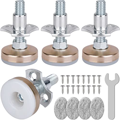 Heavy Duty Furniture Levelers 3/8''-16 Thread w/ T-Nut Kit Furniture Leveling Feet Adjustable Furniture Levelers for Tables,Cabinets,Chairs,Workbench,Sofa and More,Large Base Supports 1320LBs-Set of 4 - color: White