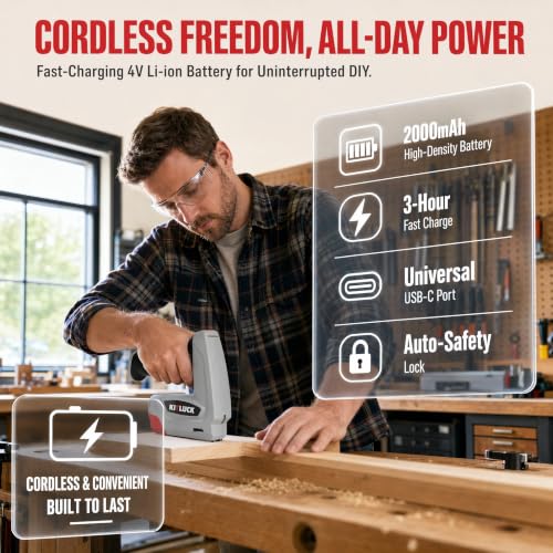 KITLUCK 4V Electric Staple Gun, 2-in-1 Cordless Stapler & Brad Nailer Gun - size: Staple Gun