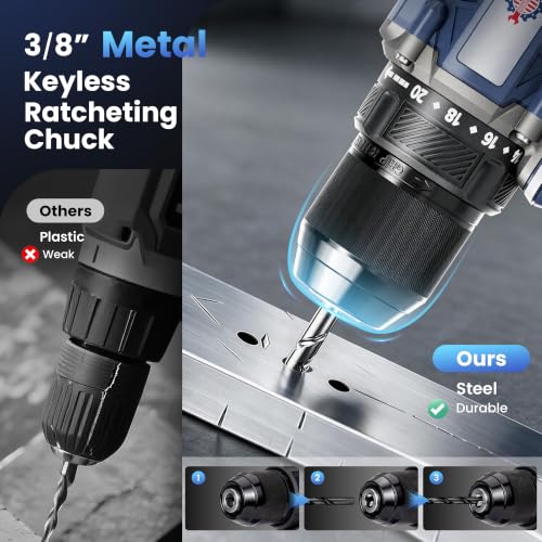 20V Max Brushless Cordless Drill Kit, 70 N·m, 3/8-Inch Keyless Chuck - color: Grau 1