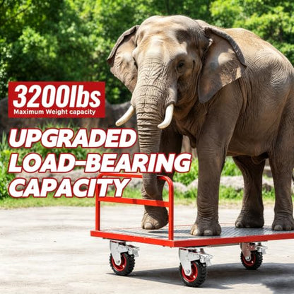 6 Inch Caster Wheels Heavy Duty, Casters Set of 4 Safety Dual Locking Rubber Wheels, 3200LBS Capacity Industrial Swivel Casters for Workbench, Cart, Furniture, Smooth Rolling, with mounting Hardware - size: 6 Inches