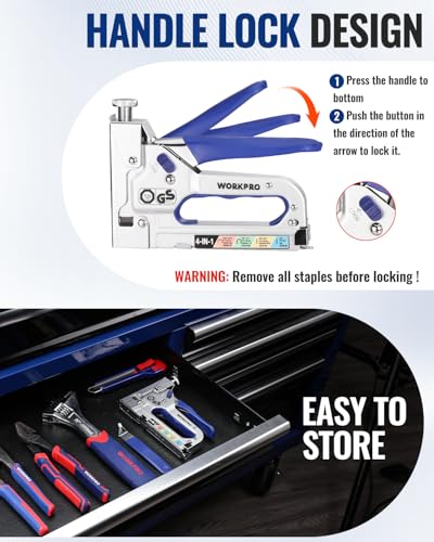 WORKPRO 4-in-1 Staple Gun, Manual Brad Nailer with 2000 Count of Staples