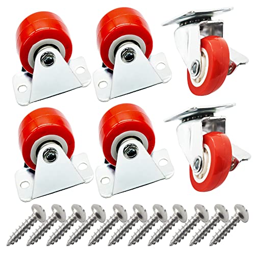 1 inch Swivel Plate PVC Caster,No Bearing,Max 6kg Load, 6 Packs - size: 1 inch