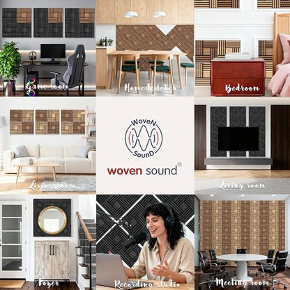 WoveN SounD Acoustic Wall Panels, Natural Oak, 16 Pack, 12x12 in - color: Metre, Natural Oak, 16 Pack