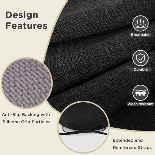AddGrace Round Bar Stool Cushions with Ties Set of 2 12" Black - color: Black