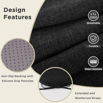 AddGrace Round Bar Stool Cushions with Ties Set of 2 12" Black - color: Black