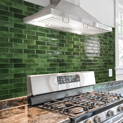 Art3d 10-Pack Marble Tile Peel and Stick Backsplash, 12 x 12 in, Jade Green - color: Jade Green