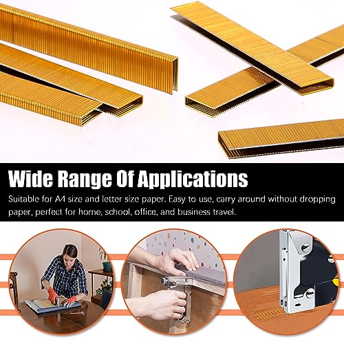 Tanstic 2000Pcs 18 Gauge 1/4" Narrow Crown Staples Kit, 1/2" Heavy Duty Galvanized Narrow Crown Finish Staples for Pneumatic Electric Stapler (Gold)