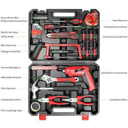 JENABOM 3.6V Cordless Electric Screwdriver Set, Home Tool Set